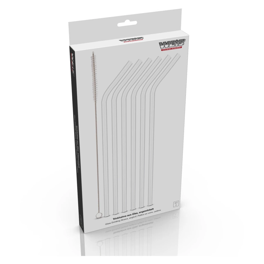 Набор соломинок для коктейлей с щеткой Weis 24 см, 6 предметов, изогнутые