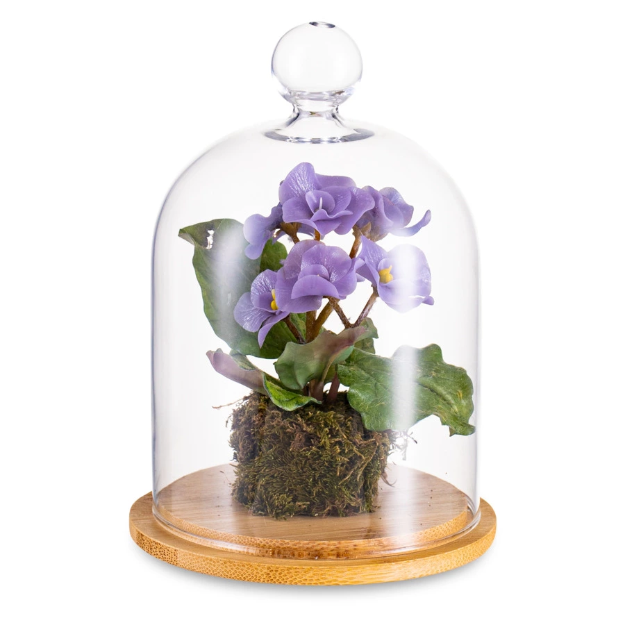 Композиция из холодного фарфора Фиалки в стеклянной колбе