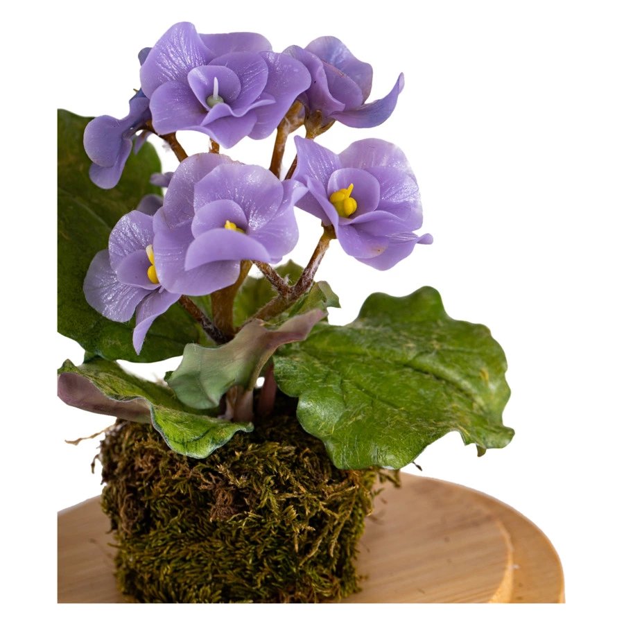 Композиция из холодного фарфора Фиалки в стеклянной колбе