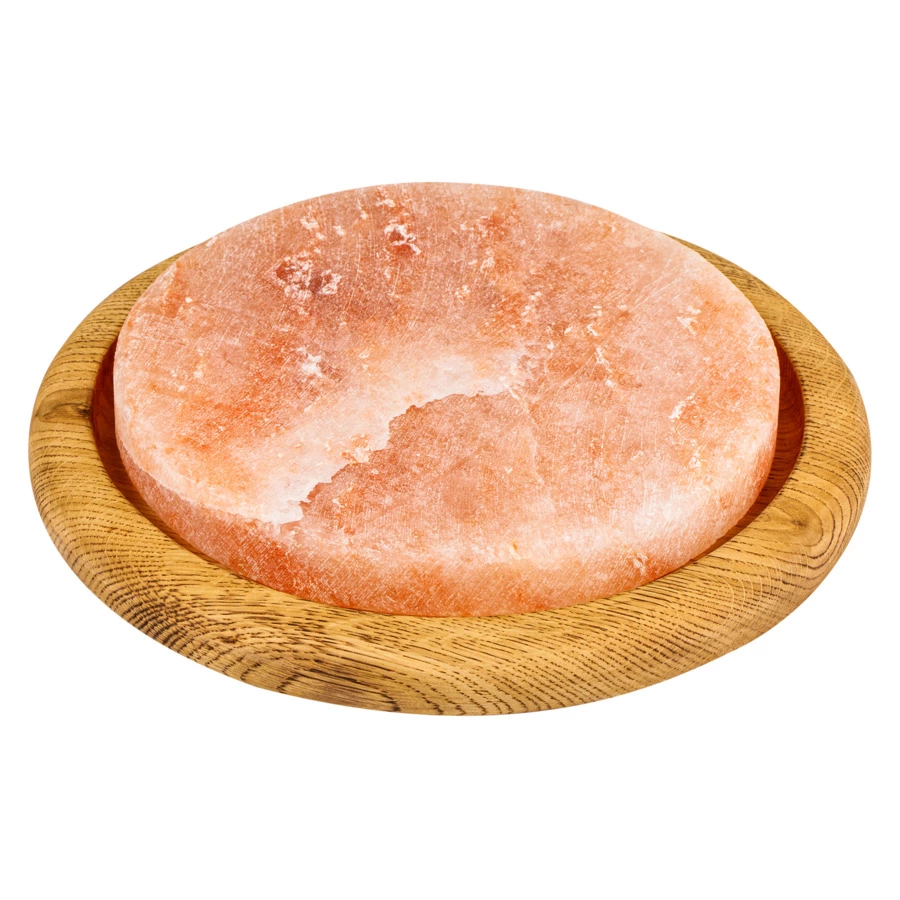 Доска сервировочная круглая Ферроснаб с соляным круглым блоком d20 см, дерево, в джутовом мешочке