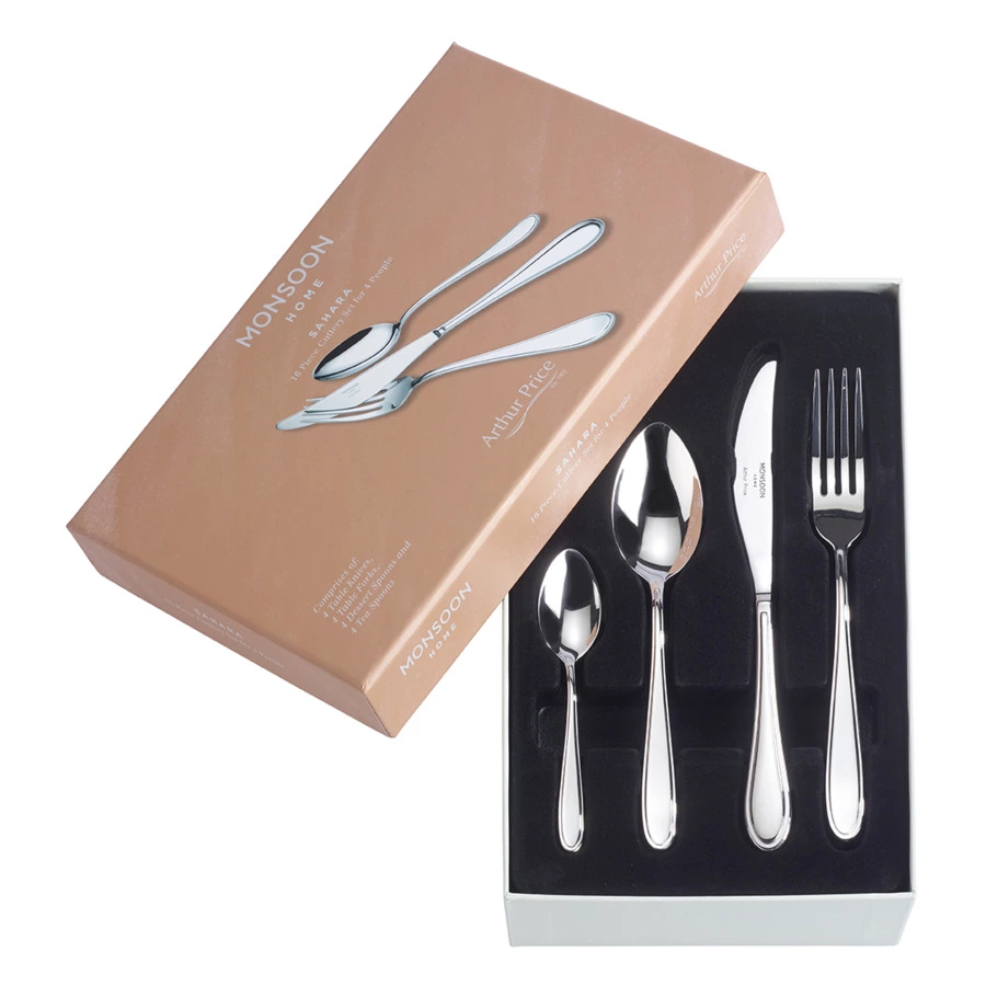 Набор столовых приборов Arthur Price Монсун.Сахара на 4 персоны 16 предметов, сталь нержавеющая, п/к