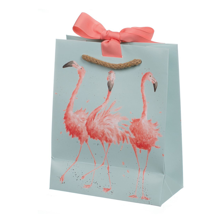 Пакет подарочный Wrendale Medium Gift Bag - Flamingo 17х22см, светло-зеленый, картон