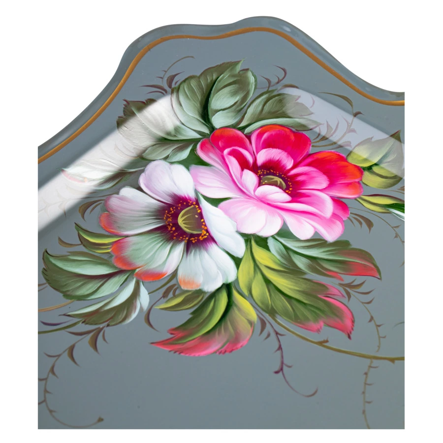 Поднос прямугольный Жостовская фабрика декоративной росписи Настроение 48х39см, сталь, черный, п/к