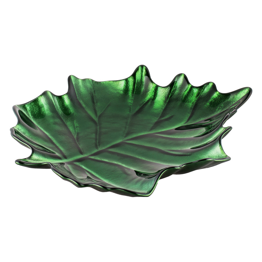 Блюдо для закусок Akcam Кленовый лист 17 см, стекло, зеленый форма в виде кленового листа