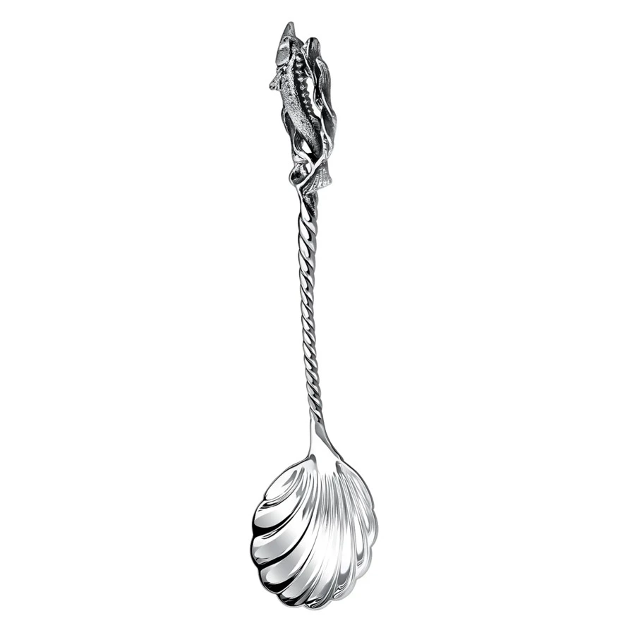 Икорница с ложкой в футляре АргентА Classic Осетр 284,84 г, серебро 925