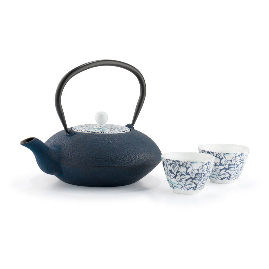 Чайник заварочный Bredemeijer Yantai 1,2л, с фильтром, чугун, с фарфоровой крышкой, синий