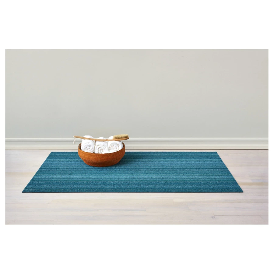 Коврик придверный нескользящий Chilewich Skinny Stripe 46х71см, бирюзовый