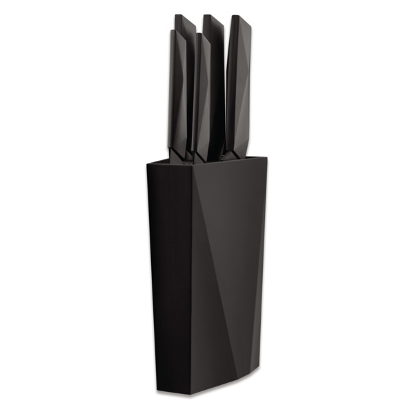 Набор из 5 кухонных ножей Tarrerias Bonjean Furtif Classic в блоке, ручка - АБС пластик, черный