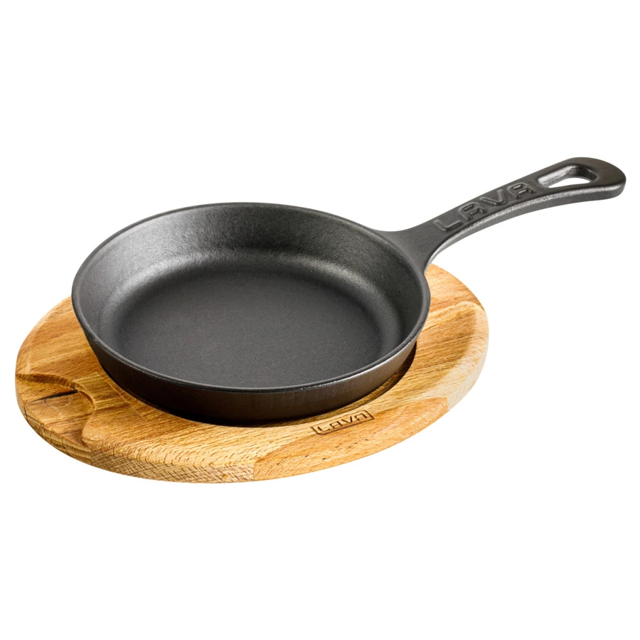 Сковорода порционная на подставке LAVA d16 см, 0,2 л, чугун, бук