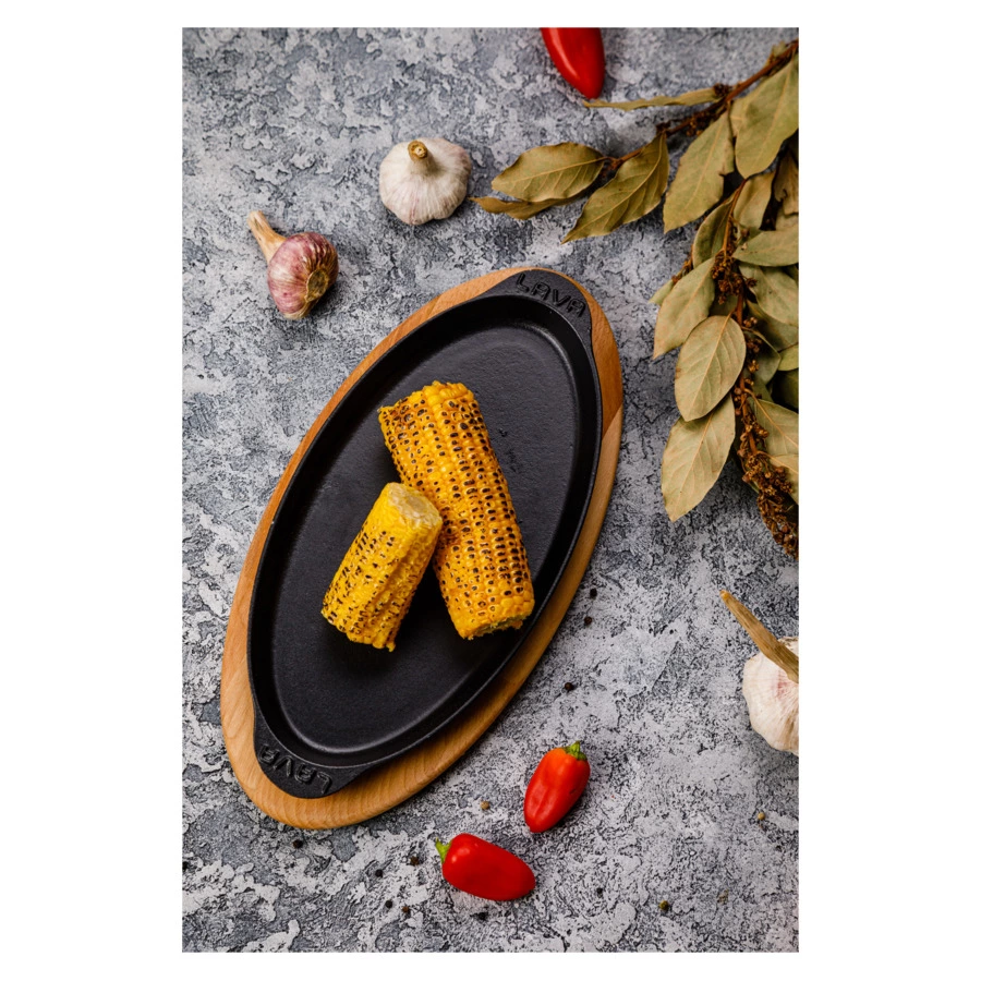 Форма овальная для рыбы на подставке LAVA 15х29 см,чугун, бук