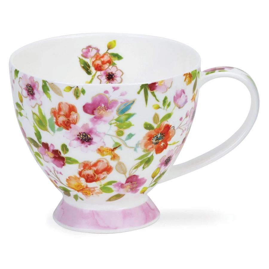 Кружка Dunoon Скай Цветы 450 мл, фарфор костяной, розовая