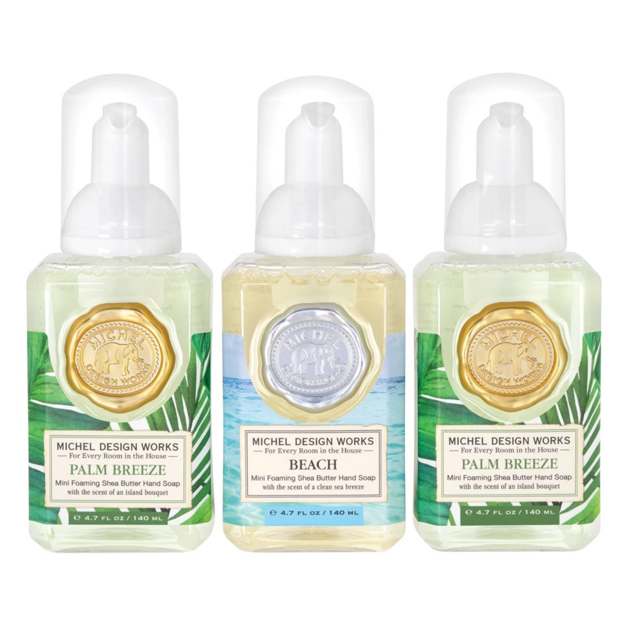 Набор жидкое мыло-пенка Michel Design Works (Шуршание пальмовых ветвей, Пляж), 140 мл, 3 шт