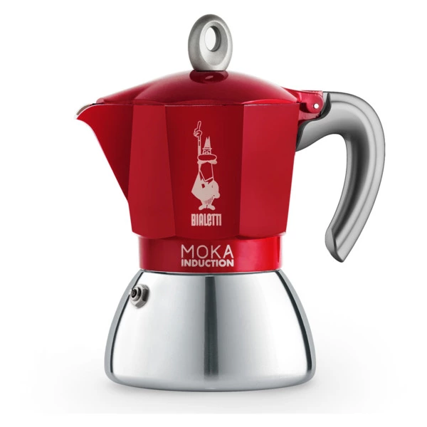 Кофеварка гейзерная на 6 чашек Bialetti Moka Induction, красная, сталь