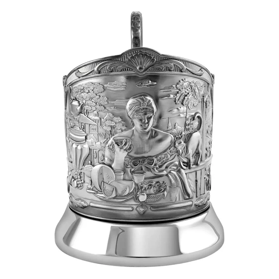 Стакан с подстаканником Кольчугинский мельхиор Купчиха Триумфальная, латунь