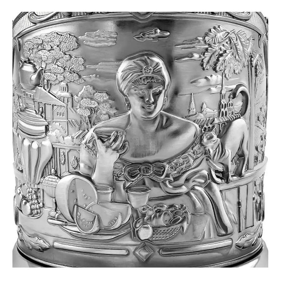 Стакан с подстаканником Кольчугинский мельхиор Купчиха Триумфальная, латунь