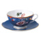 Чашка чайная с блюдцем Wedgwood Пионы 320 мл, фарфор, синяя