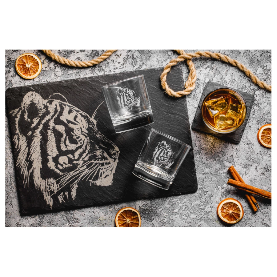 Стакан с гравировкой The Just Slate Company Тигр 326 мл