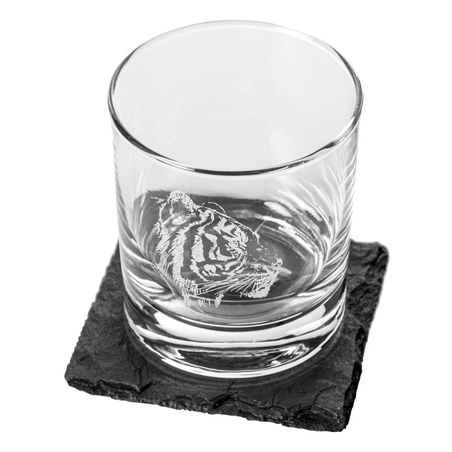 Стакан с гравировкой The Just Slate Company Тигр 326 мл