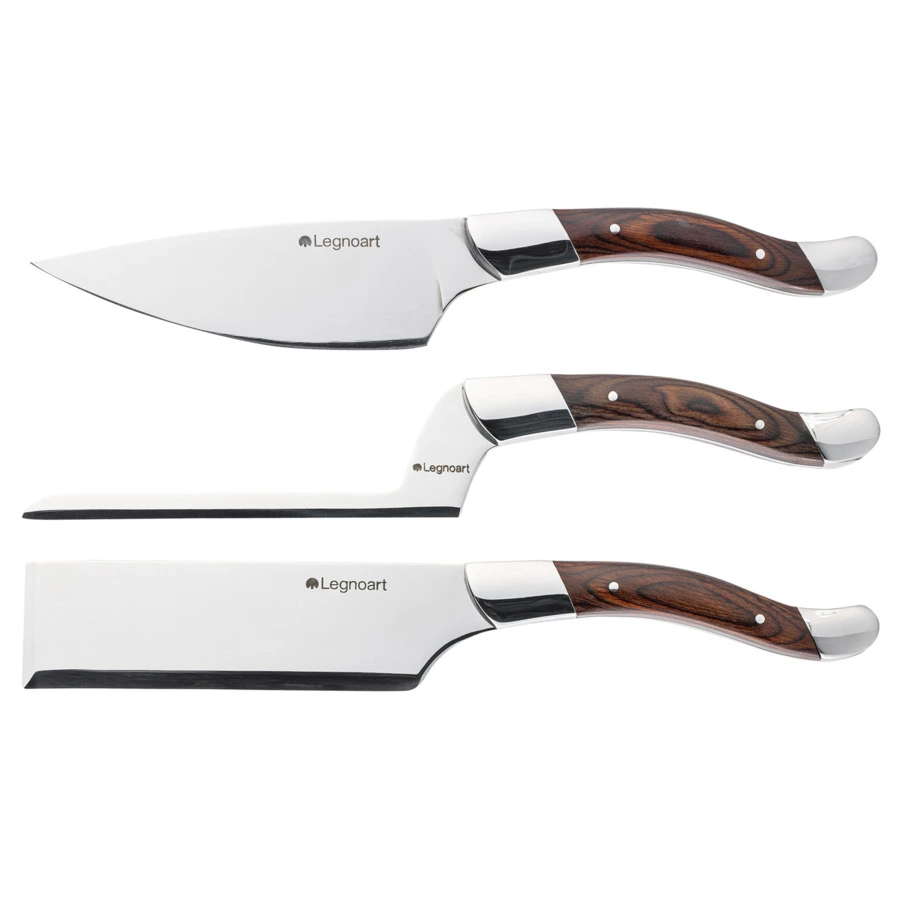Набор ножей для сыра Legnoart Fromager, 3 предмета, ручки из темного дерева, деревянная коробка