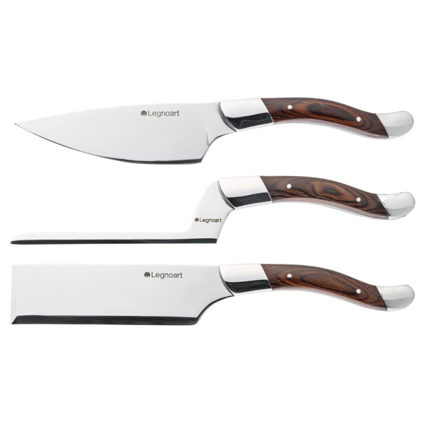 Набор ножей для сыра Legnoart Fromager, 3 предмета, ручки из темного дерева, деревянная коробка