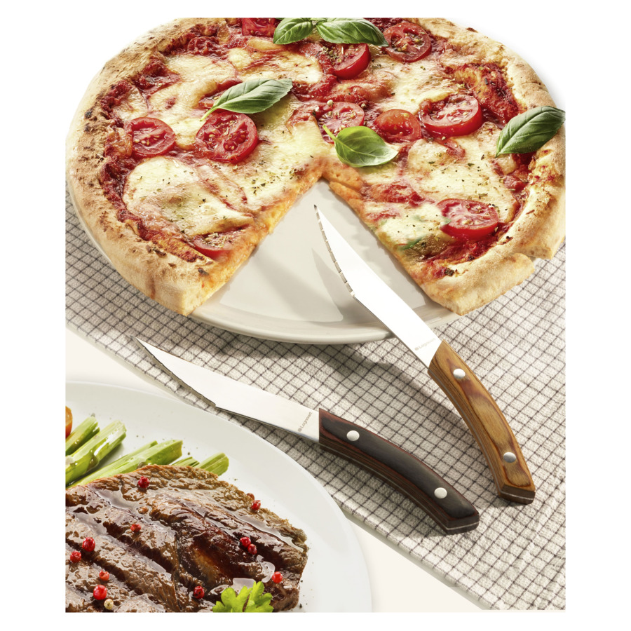 Набор ножей для стейка и пиццы Legnoart Napoli, 4 шт, ручка из темного дерева, п/у
