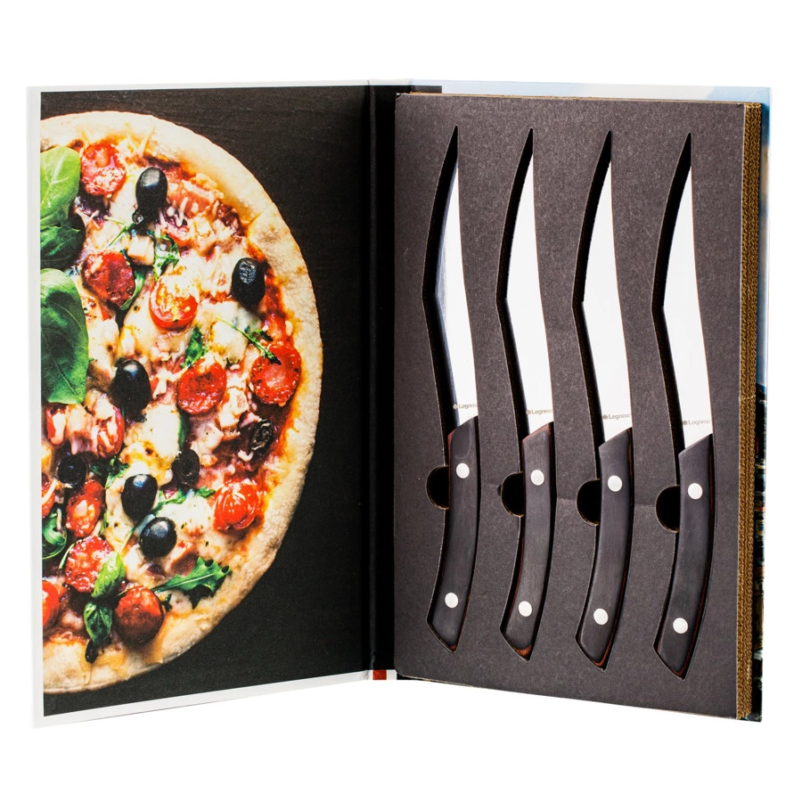 Набор ножей для стейка и пиццы Legnoart Napoli, 4 шт, ручка из темного дерева, п/к