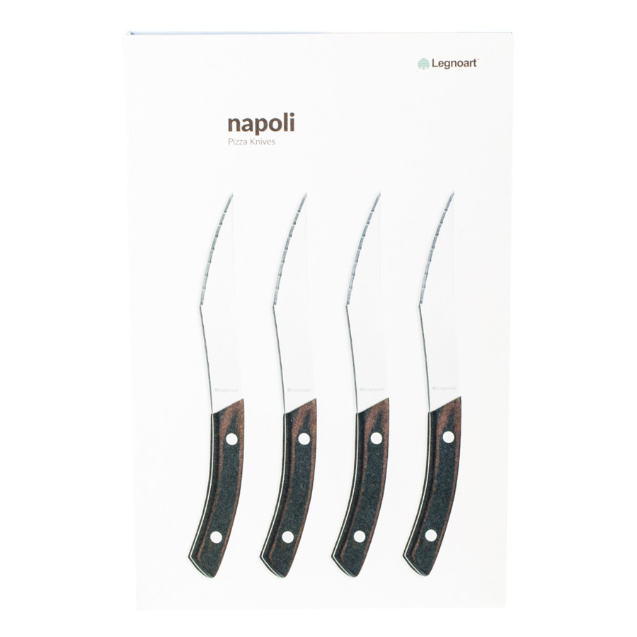 Набор ножей для стейка и пиццы Legnoart Napoli, 4 шт, ручка из темного дерева, п/у