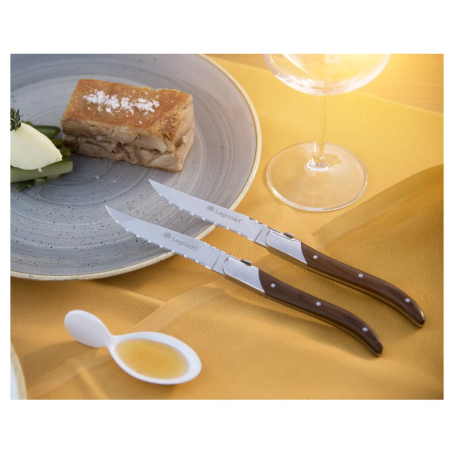 Набор ножей для стейка Legnoart Fassona 4 шт, ручка из темного дерева, п/к