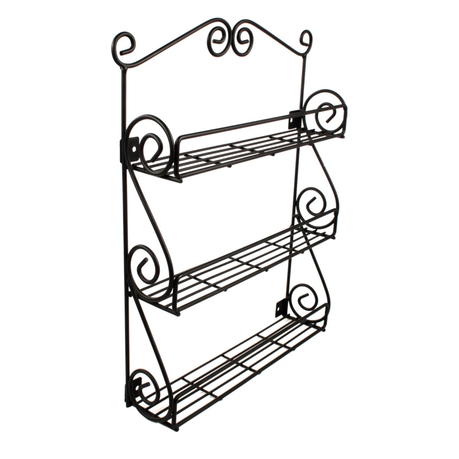 Подставка для специй настенная 3 секции Spectrum Scroll 38,7 см, черная
