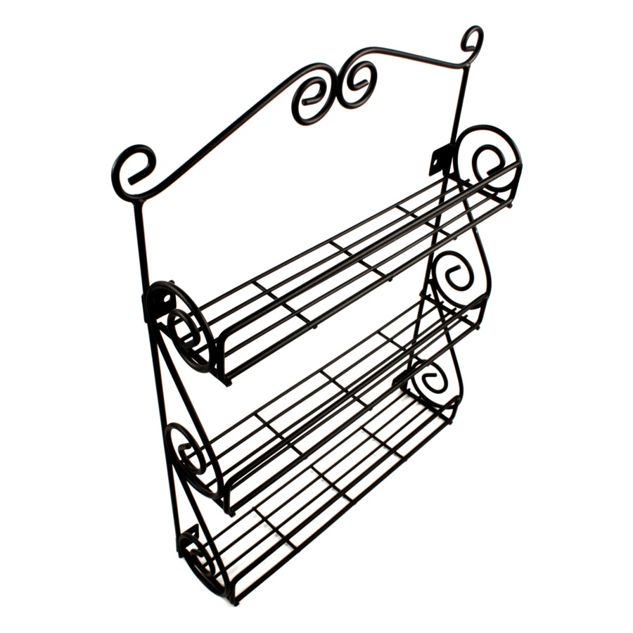 Подставка для специй настенная 3 секции Spectrum Scroll 38,7 см, черная
