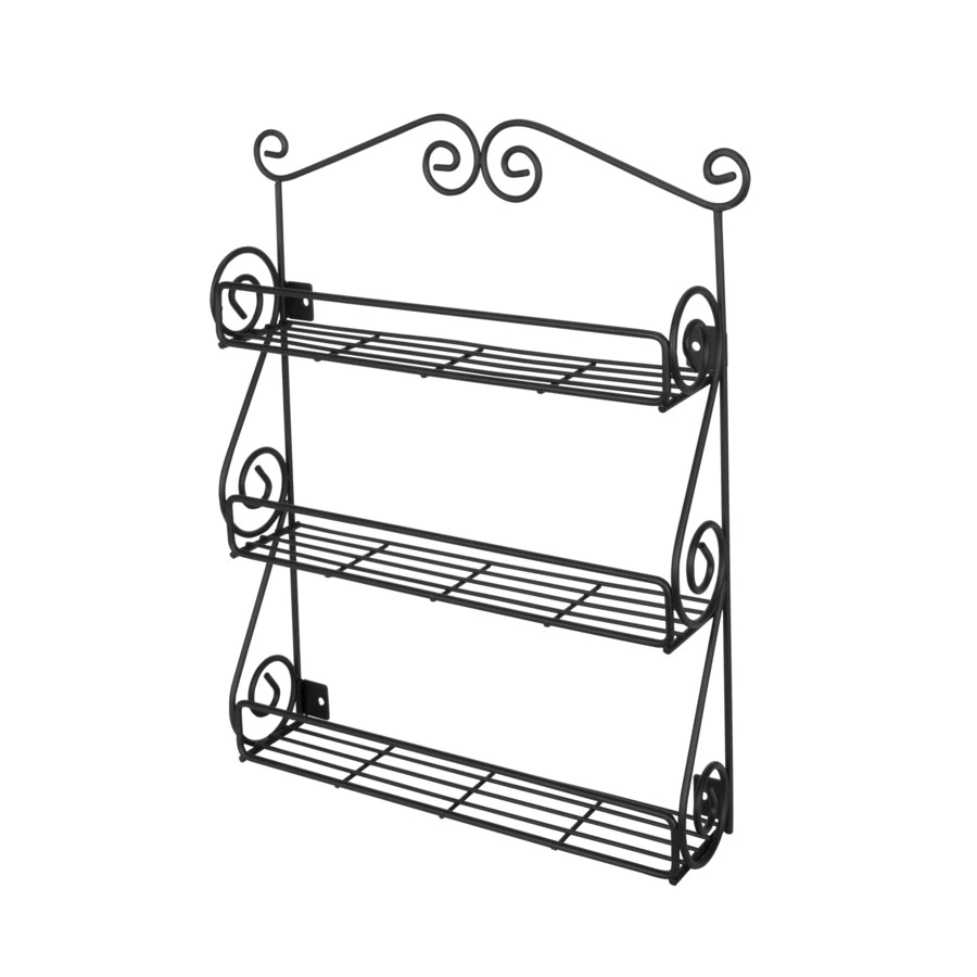 Подставка для специй настенная 3 секции Spectrum Scroll 38,7 см, черная