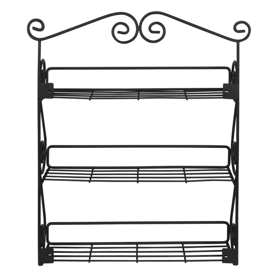 Подставка для специй настенная 3 секции Spectrum Scroll 38,7 см, черная