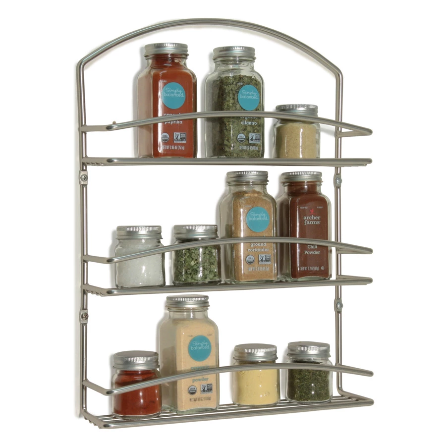 Подставка для специй настенная 3 секции Spectrum Euro 40,6 см, сатин никель