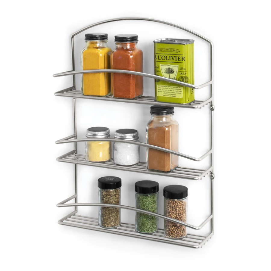 Подставка для специй настенная 3 секции Spectrum Euro 40,6 см, сатин никель