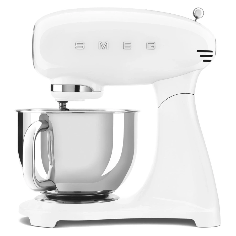 Миксер планетарный SMEG SMF03WHEU, 800 Вт, чаша стальная 4,8л, 3 насадки, алюминий литой, белый