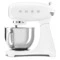Миксер планетарный SMEG SMF03WHEU, 800 Вт, чаша стальная 4,8л, 3 насадки, алюминий литой, белый