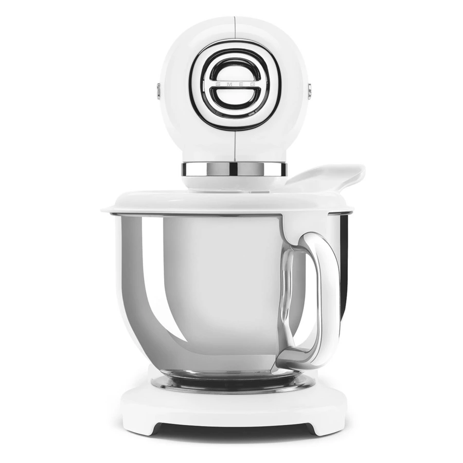 Миксер планетарный SMEG SMF03WHEU, 800 Вт, чаша стальная 4,8л, 3 насадки, алюминий литой, белый