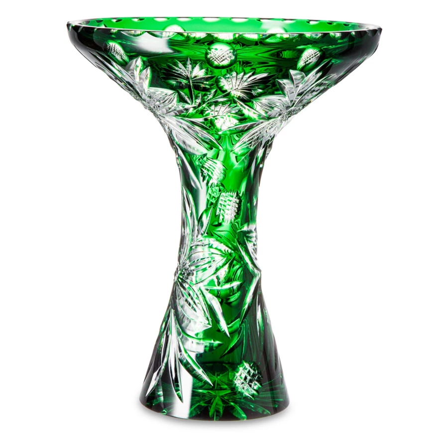 Ваза для цветов ГХЗ Падающие лепестки 33 см, хрусталь, зеленая