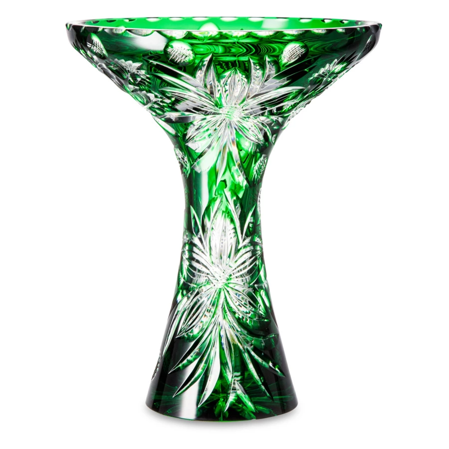 Ваза для цветов ГХЗ Падающие лепестки 33 см, хрусталь, зеленая