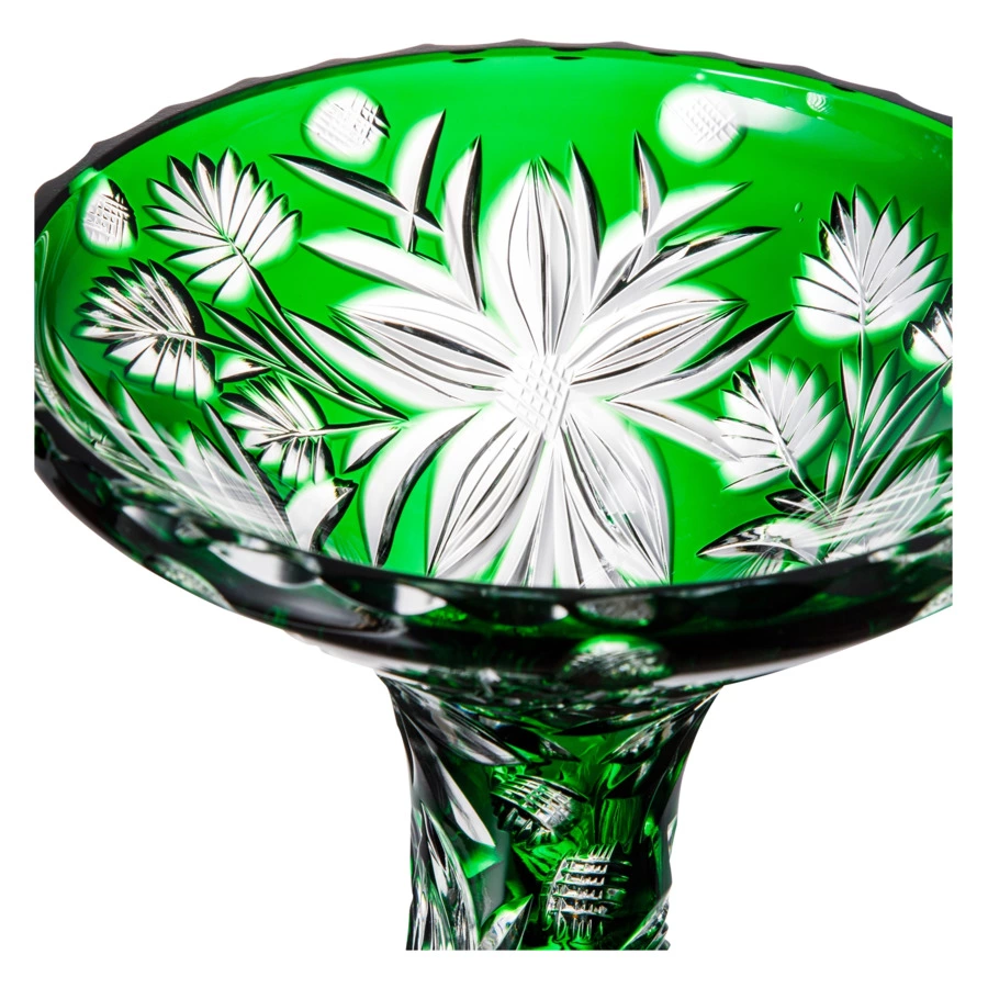 Ваза для цветов ГХЗ Падающие лепестки 33 см, хрусталь, зеленая