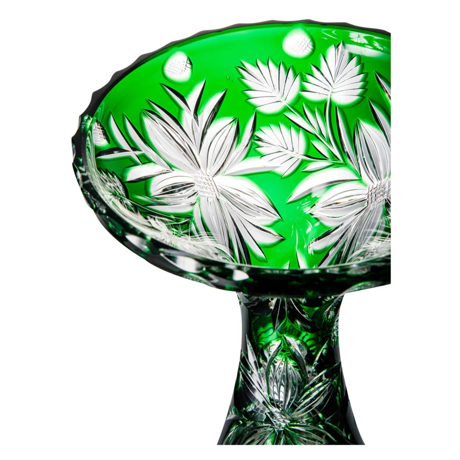 Ваза для цветов ГХЗ Падающие лепестки 33 см, хрусталь, зеленая