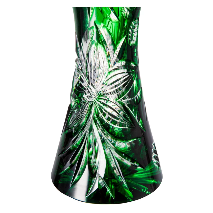 Ваза для цветов ГХЗ Падающие лепестки 33 см, хрусталь, зеленая