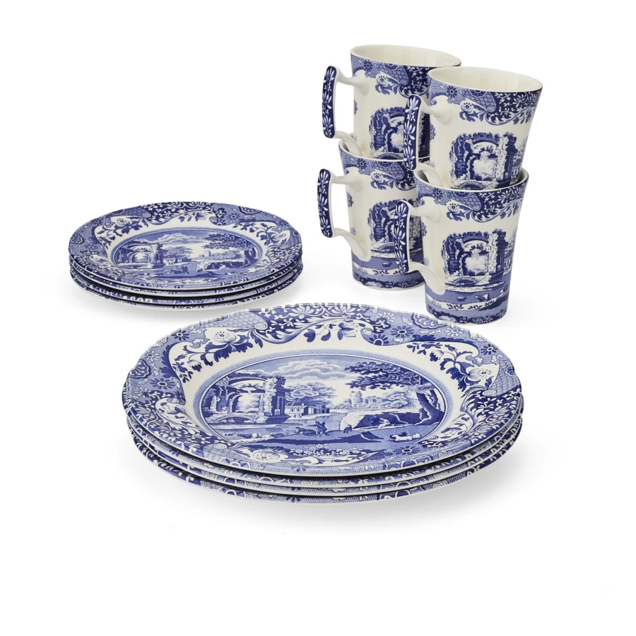 Сервиз чайно-столовый Spode Голубая Италия на 4 персоны 12 предметов, фаянс, п/к
