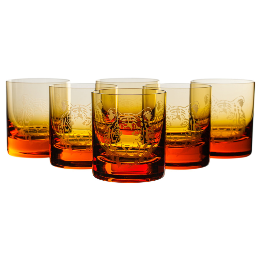 Набор стаканов для виски Moser Виски сет Тигр 370 мл, 6 шт, топаз, п/к набор стаканов для виски arnstadt santra 370 мл 6 шт