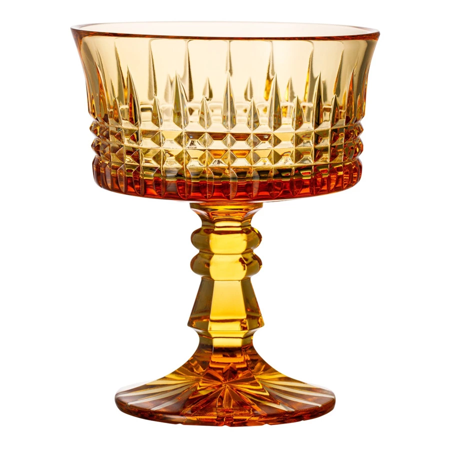 Ваза для крема ГХЗ Шведка Медовый спас 14 см, хрусталь, янтарная