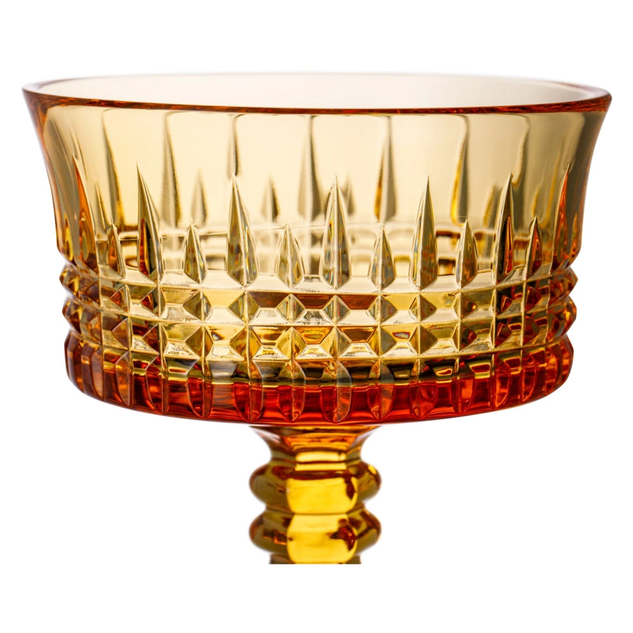 Ваза для крема ГХЗ Шведка Медовый спас 14 см, хрусталь, янтарная