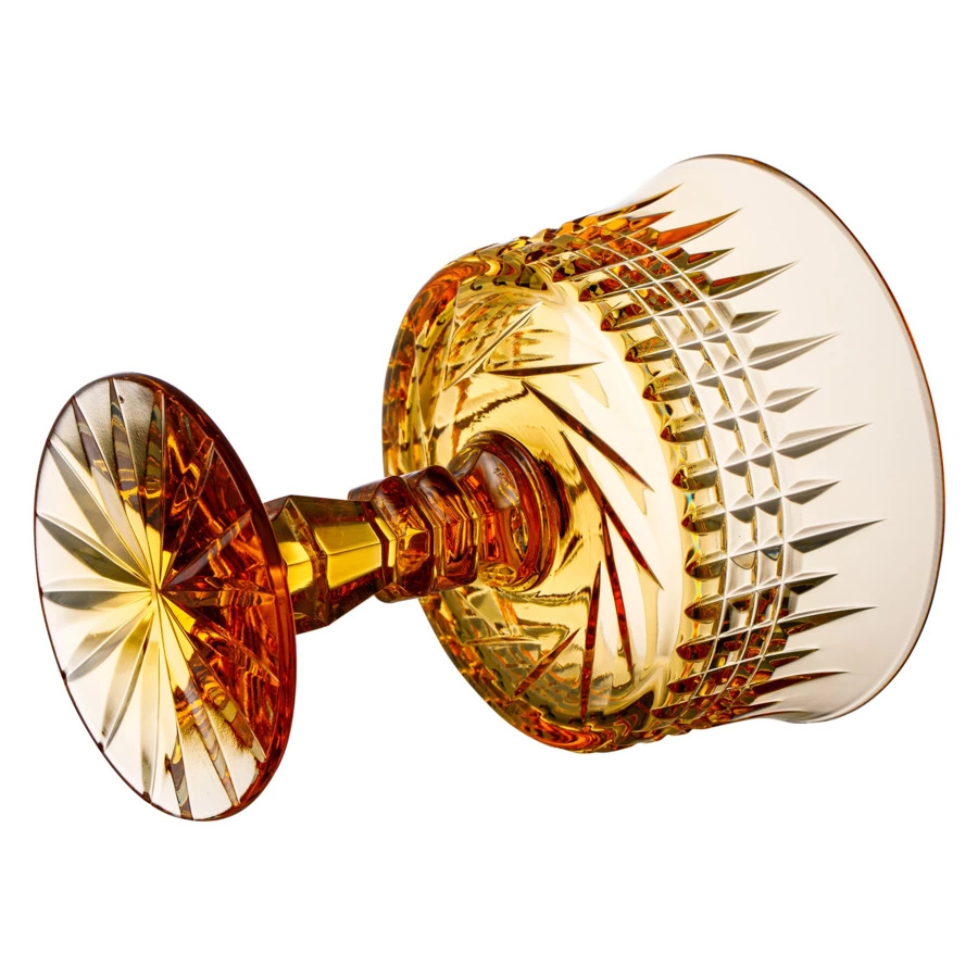 Ваза для крема ГХЗ Шведка Медовый спас 14 см, хрусталь, янтарная