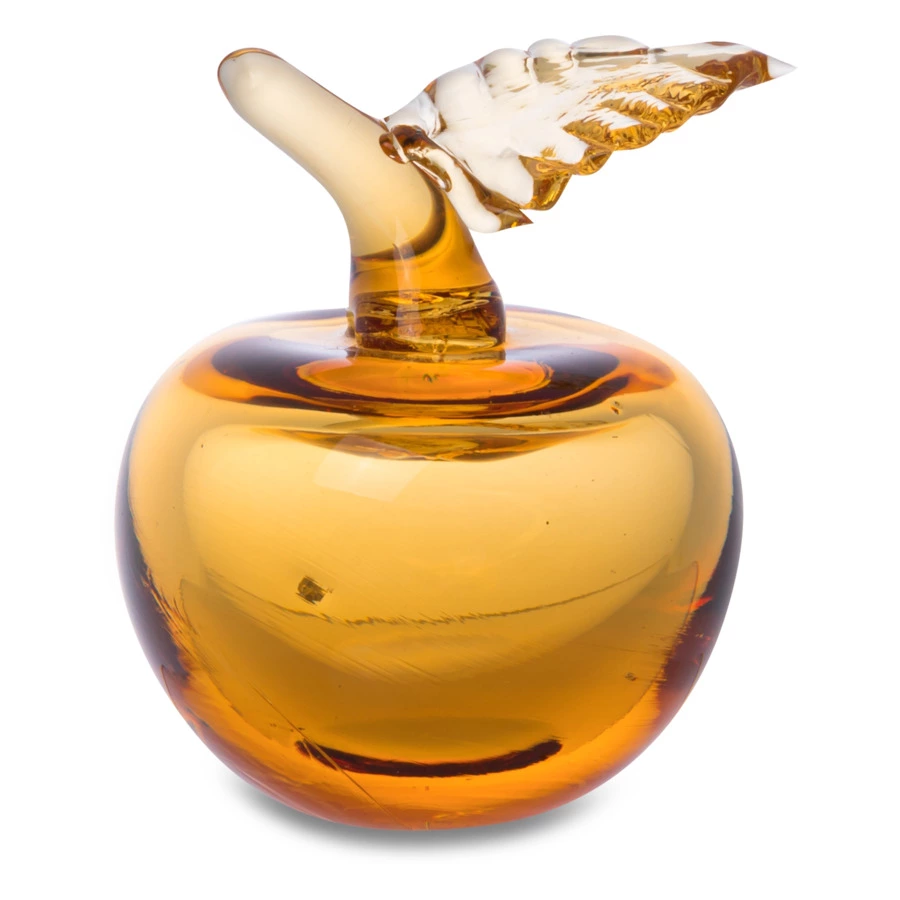 Декоративное изделие малое ГХЗ Яблоко, 10-15 см, хрусталь, янтарный