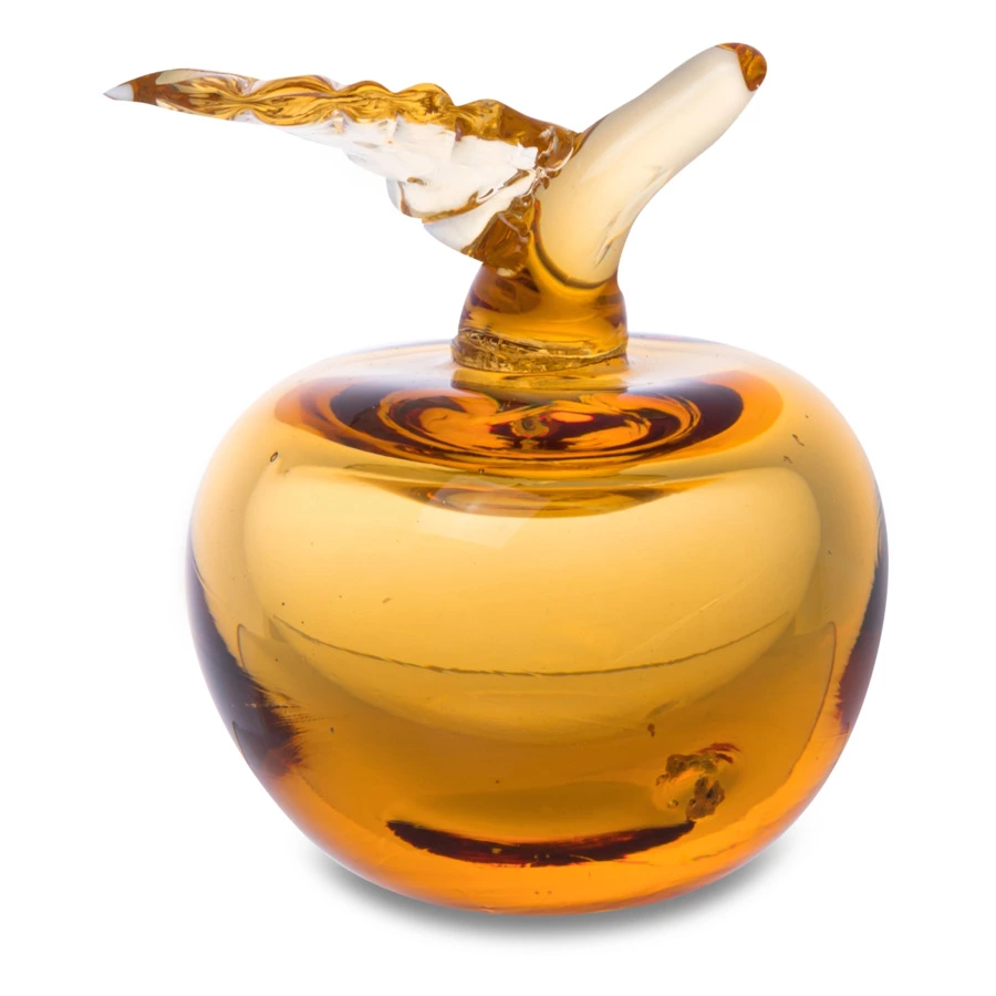 Декоративное изделие малое ГХЗ Яблоко, 10-15 см, хрусталь, янтарный