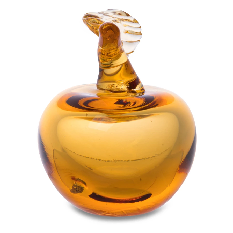 Декоративное изделие малое ГХЗ Яблоко, 10-15 см, хрусталь, янтарный